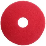 A red polishing pad on a white background.