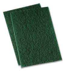 Two green sponges on a white background.