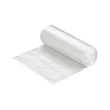 A roll of white plastic on a white background.