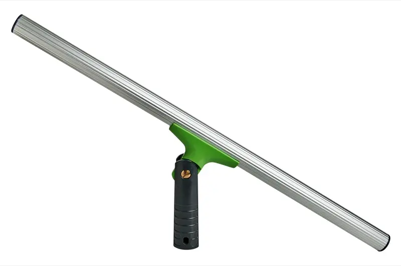 A green and black squeegee on a white background.