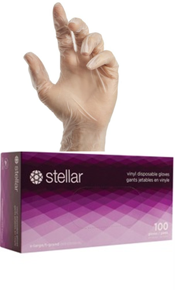 Stellar latex gloves in a box with a hand.