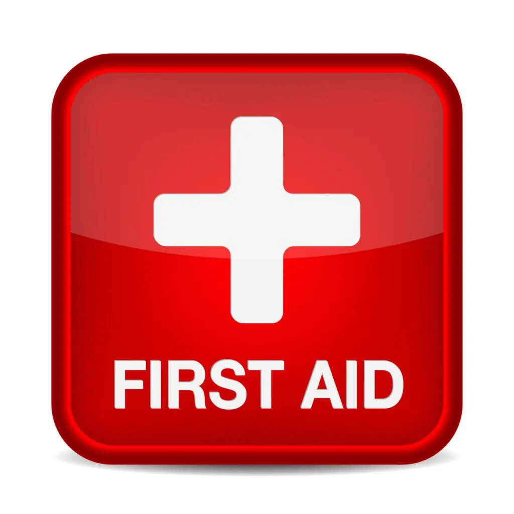 First Aid sign in red and white